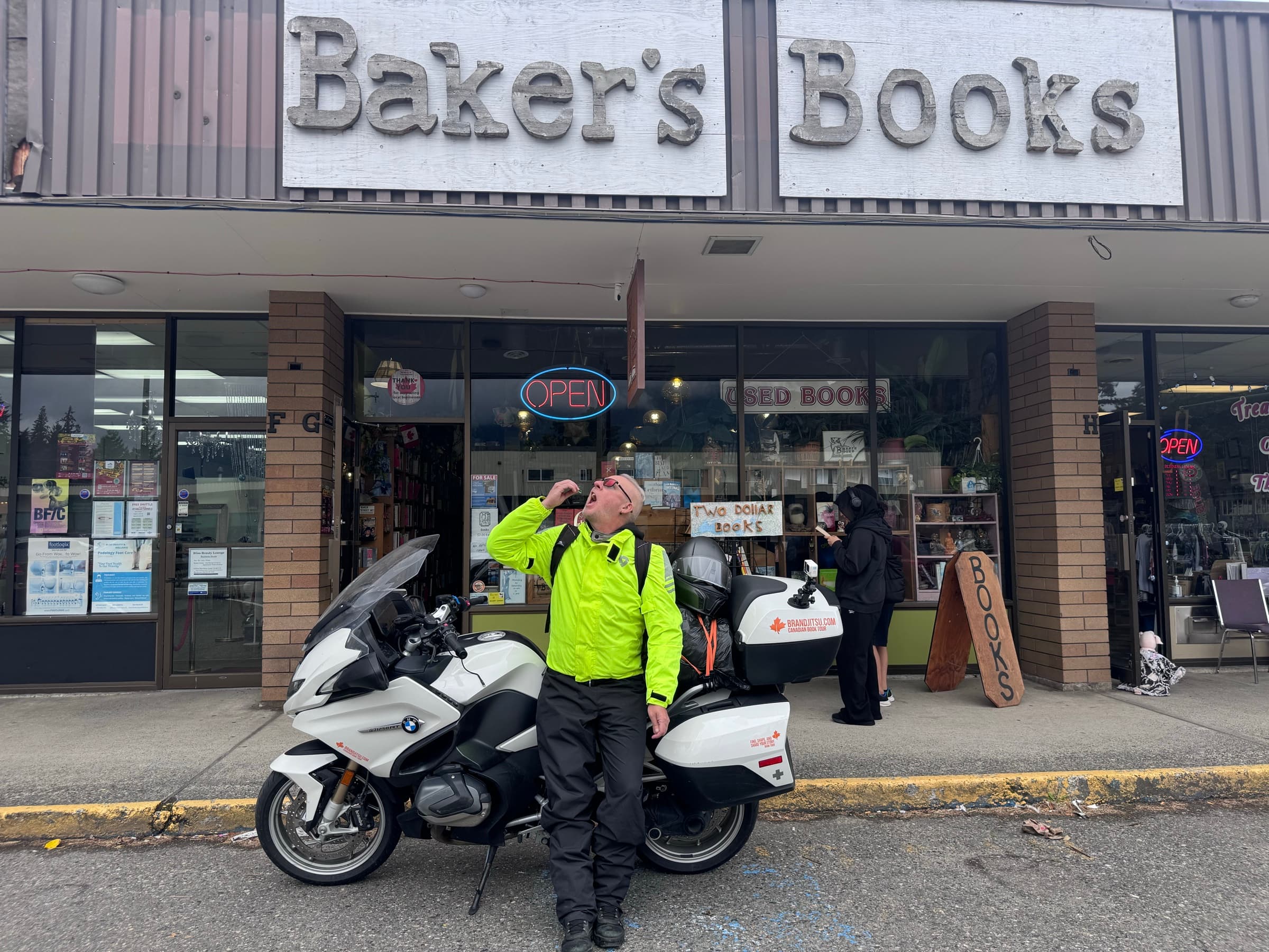 Michael Dargie outside Baker’s Books on the BrandJitsu™ Canadian Book Tour
