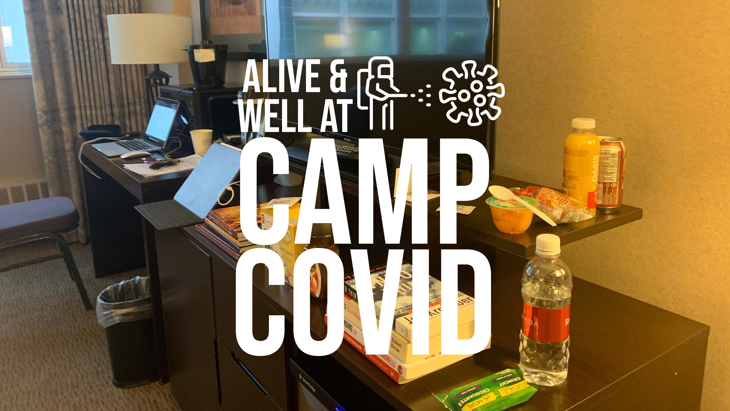 Alive and Well at Camp Covid — What started with a close contact and a couch at the studio quickly turned into a full-blown quarantine staycation—welcome to Camp Covid, Alberta-style. From deep throat swabs to Frankenlamps and food trays delivered like prison rations, this is the surreal, oddly cozy tale of isolation with a view.